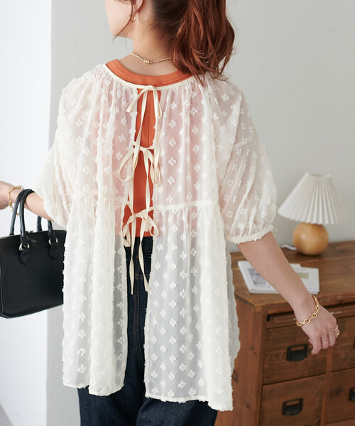 DISCOAT（ディスコート）の「【WEB限定】前後2WAYシアードットブラウス（シャツ/ブラウス・レディース・ホワイト/アイボリー/ブラック・FREE）」の12枚目の写真