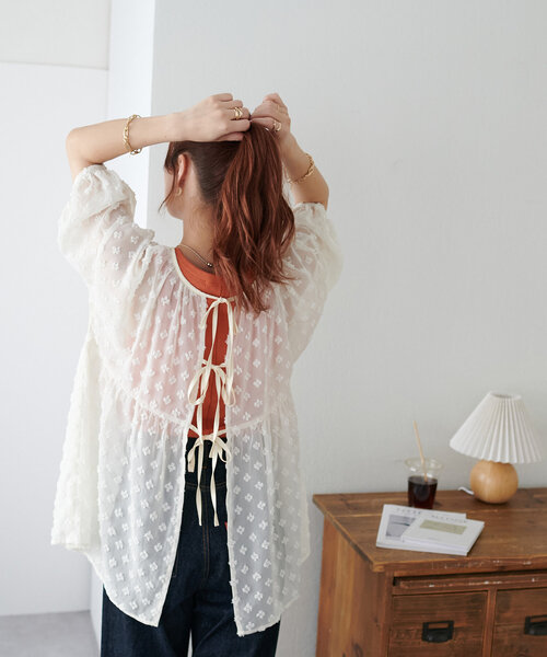 DISCOAT（ディスコート）の「【WEB限定】前後2WAYシアードットブラウス（シャツ/ブラウス・レディース・ホワイト/アイボリー/ブラック・FREE）」の13枚目の写真