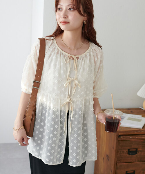 DISCOAT（ディスコート）の「【WEB限定】前後2WAYシアードットブラウス（シャツ/ブラウス・レディース・ホワイト/アイボリー/ブラック・FREE）」の15枚目の写真
