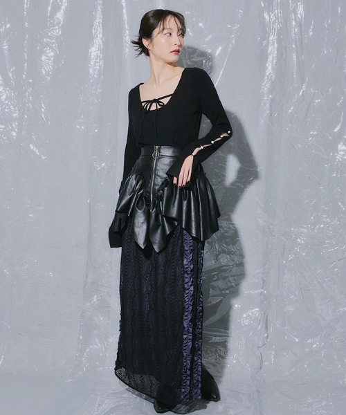 VIOLETTA（ヴィオレッタ）の「ローズモチーフクロップドニットトップス（ニット/セーター・レディース・レッド/ライトグレー/ブラック/ホワイト・FREE）」の8枚目の写真