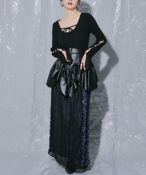 VIOLETTA（ヴィオレッタ）の「ローズモチーフクロップドニットトップス（ニット/セーター・レディース・レッド/ライトグレー/ブラック/ホワイト・FREE）」の6枚目の写真