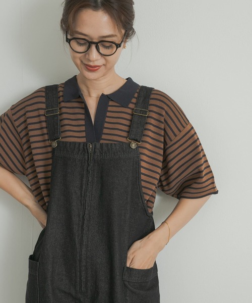 URBAN RESEARCH DOORS（アーバンリサーチドアーズ）の「ウォッシャブルボーダースキッパーニット（ニット/セーター・レディース・ブラウン系その他/ホワイト系その他・MEDIUM）」の2枚目の写真