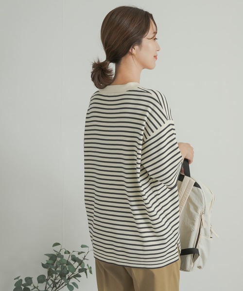 URBAN RESEARCH DOORS（アーバンリサーチドアーズ）の「ウォッシャブルボーダースキッパーニット（ニット/セーター・レディース・ブラウン系その他/ホワイト系その他・MEDIUM）」の16枚目の写真