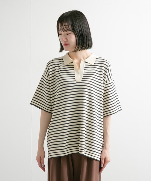 URBAN RESEARCH DOORS（アーバンリサーチドアーズ）の「ウォッシャブルボーダースキッパーニット（ニット/セーター・レディース・ブラウン系その他/ホワイト系その他・MEDIUM）」の10枚目の写真