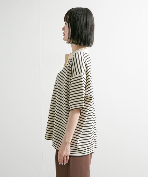 URBAN RESEARCH DOORS（アーバンリサーチドアーズ）の「ウォッシャブルボーダースキッパーニット（ニット/セーター・レディース・ブラウン系その他/ホワイト系その他・MEDIUM）」の9枚目の写真