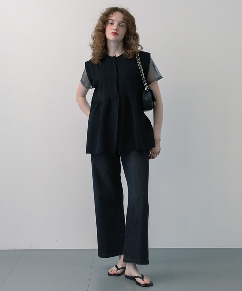 saloon（サルーン）の「SALOON(サルーン)/ペプラムニットベスト【手洗い可】（ベスト・レディース・ブラック/アイボリー・FREE）」の3枚目の写真