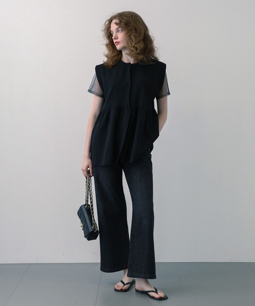 saloon（サルーン）の「SALOON(サルーン)/ペプラムニットベスト【手洗い可】（ベスト・レディース・ブラック/アイボリー・FREE）」の6枚目の写真