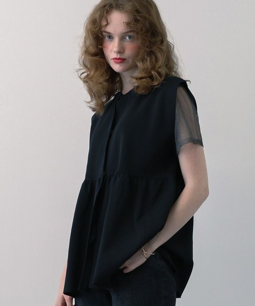 saloon（サルーン）の「SALOON(サルーン)/ペプラムニットベスト【手洗い可】（ベスト・レディース・ブラック/アイボリー・FREE）」の7枚目の写真