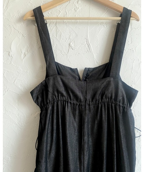 She's Closet(シーズクローゼット)の「フロントジップハイウエストドローストリング付きミリタリーワイドパンツオールインワンサロペット(サロペット/オーバーオール・レディース・インディゴブルー/ブラック・FREE)」の17枚目の写真