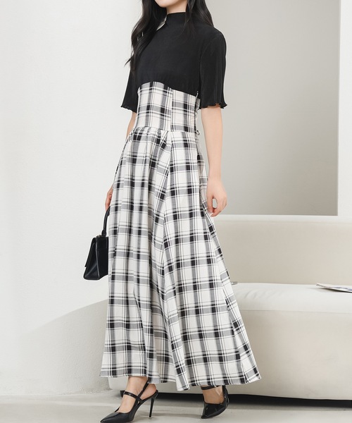 Lace Ladies(レースレディース)の「チェック柄 バックレースアップ ハイウエスト ドッキング ワンピース(ワンピース・レディース・アイボリー/ブラック・S/FREE)」の17枚目の写真
