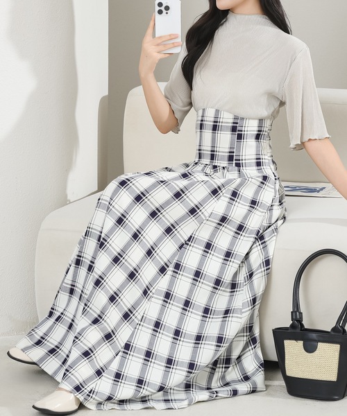 Lace Ladies(レースレディース)の「チェック柄 バックレースアップ ハイウエスト ドッキング ワンピース(ワンピース・レディース・アイボリー/ブラック・S/FREE)」の16枚目の写真