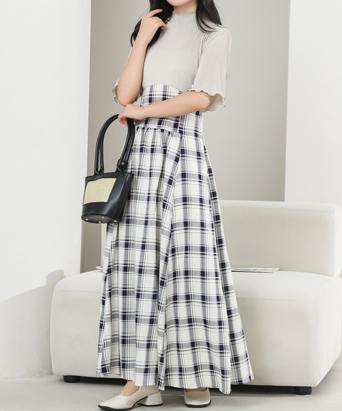 Lace Ladies(レースレディース)の「チェック柄 バックレースアップ ハイウエスト ドッキング ワンピース(ワンピース・レディース・アイボリー/ブラック・S/FREE)」の15枚目の写真