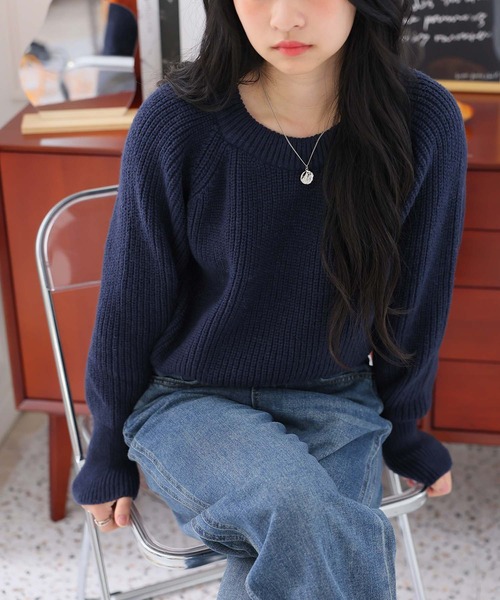 Doula Doula(ドゥーラドゥーラ)の「サムホールリブニットプルオーバー(ニット/セーター・レディース・ベージュ/ネイビー/ボルドー/グレー・FREE)」の8枚目の写真
