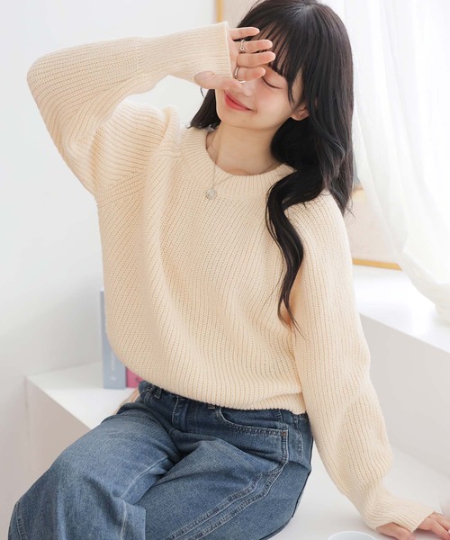 Doula Doula(ドゥーラドゥーラ)の「サムホールリブニットプルオーバー(ニット/セーター・レディース・ベージュ/ネイビー/ボルドー/グレー・FREE)」の13枚目の写真