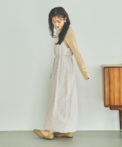 mil（ミル）の「【150㎝前後の小柄さんサイズ】オリジナル小花柄キャミワンピース（ワンピース・レディース・ブラック/ベージュ・XS/XXS/S）」の17枚目の写真