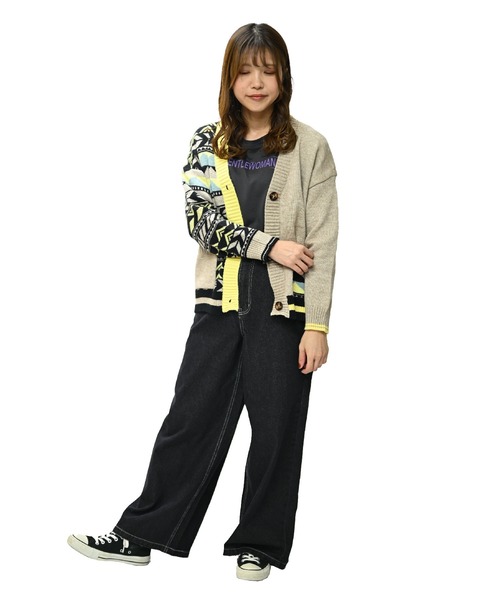 MARAI(マーライ)の「オルテガ柄ニットカーディガン 長袖 幾何学柄(カーディガン/ボレロ・レディース・ベージュ/レッド/ブルー/ブラック・MEDIUM/X-LARGE)」の14枚目の写真