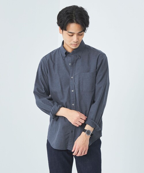green label relaxing(グリーンレーベルリラクシング)の「ナチュラルフィット ビエラ ボタンダウン シャツ(シャツ/ブラウス・メンズ・グレー/ライラック/ネイビー/ホワイト・S/XL/L/M/XS)」の4枚目の写真