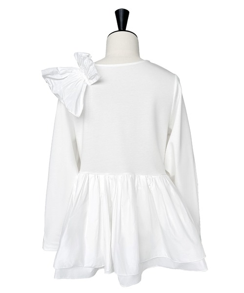 ブラウス シャツ 洗える ｜ ショルダー フリル ペプラム TOPS ｜ 長袖 トップス 二の腕カバー 体型カバー 袖ボリューム オフィスカジュアル RUIRUE BOUTIQUE ブラウス シャツ 洗える ｜ ショルダー フリル