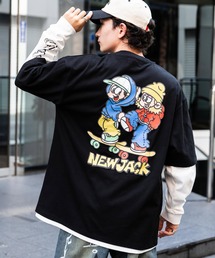 NEW JACK ニュージャック オーバーサイズイラスト発泡プリントレイヤードTシャツ
