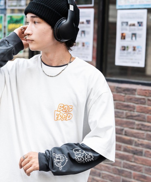 Rocky Monroe(ロッキーモンロー)の「NEW JACK ニュージャック オーバーサイズイラスト発泡プリントレイヤードTシャツ(アンサンブル・メンズ・ホワイト/ブラック/スミクロ/ホワイト系・M/L)」の7枚目の写真