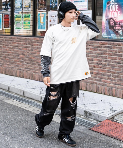 Rocky Monroe(ロッキーモンロー)の「NEW JACK ニュージャック オーバーサイズイラスト発泡プリントレイヤードTシャツ(アンサンブル・メンズ・ホワイト/ブラック/スミクロ/ホワイト系・M/L)」の9枚目の写真