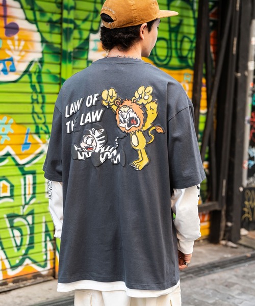 Rocky Monroe(ロッキーモンロー)の「NEW JACK ニュージャック オーバーサイズイラスト発泡プリントレイヤードTシャツ(アンサンブル・メンズ・ホワイト/ブラック/スミクロ/ホワイト系・M/L)」の22枚目の写真