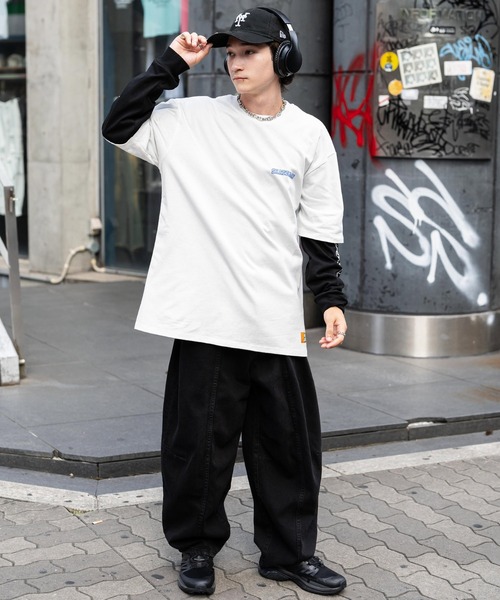 Rocky Monroe(ロッキーモンロー)の「NEW JACK ニュージャック オーバーサイズイラスト発泡プリントレイヤードTシャツ(アンサンブル・メンズ・ホワイト/ブラック/スミクロ/ホワイト系・M/L)」の14枚目の写真