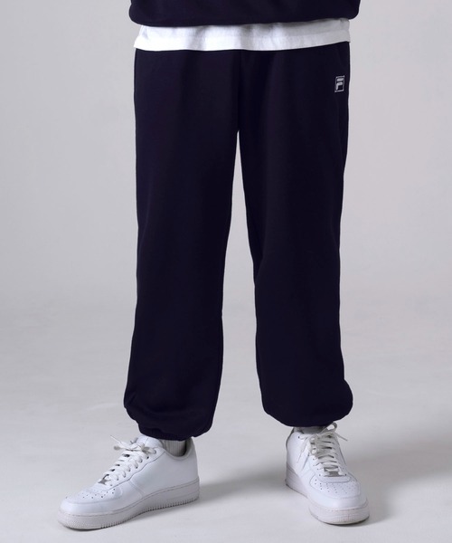 ワンポイント刺繍裏起毛スウェット セットアップ ネイビー M