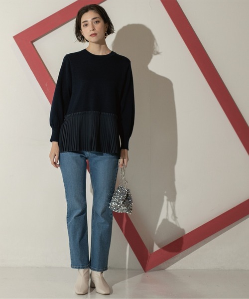 セール】裾プリーツドッキングニット（ニット/セーター）｜OPAQUE.CLIP