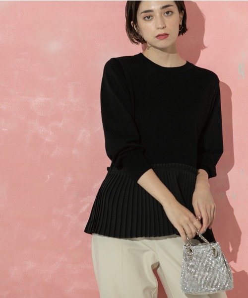 OPAQUE.CLIP(オペークドットクリップ)の「◆裾プリーツドッキングニット(ニット/セーター・レディース・ネイビー/ボルドー/ブラック/オフホワイト・38/40)」の18枚目の写真