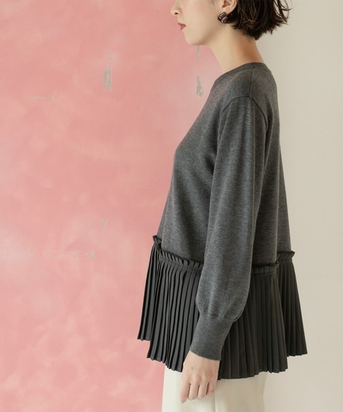 セール】裾プリーツドッキングニット（ニット/セーター）｜OPAQUE.CLIP