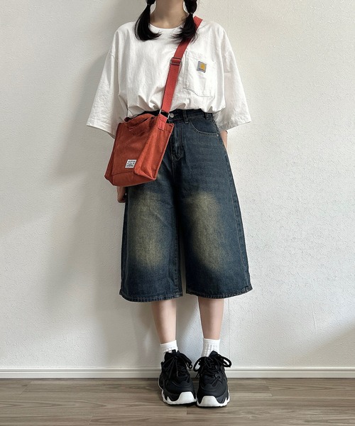 Cham.(チャム)の「デニムワイドハーフパンツ(デニムパンツ・レディース・ブルー・M/S/L)」の7枚目の写真