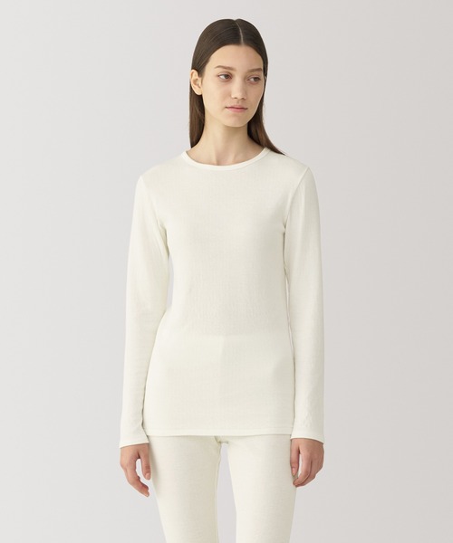 無印良品（ムジルシリョウヒン）の「〔MUJI Labo〕婦人　コットンカシミヤクルーネックＴシャツ（Tシャツ/カットソー・レディース・ブラック/グレー系/オフホワイト・XL/L/M/S）」の4枚目の写真