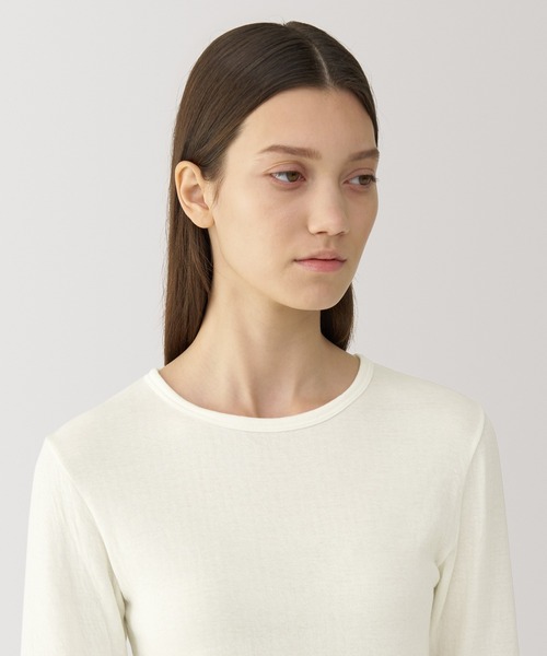 無印良品（ムジルシリョウヒン）の「〔MUJI Labo〕婦人　コットンカシミヤクルーネックＴシャツ（Tシャツ/カットソー・レディース・ブラック/グレー系/オフホワイト・XL/L/M/S）」の7枚目の写真