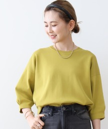 5分袖タックスリーブニットプルオーバー