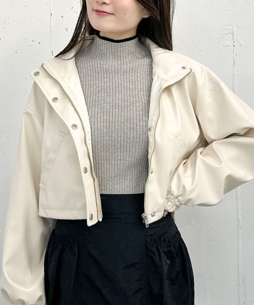 archives（アルシーヴ）の「フェイクレザードロストショートブルゾン／（ブルゾン・レディース・ブラック/ブルー/アイボリー・MEDIUM）」の10枚目の写真