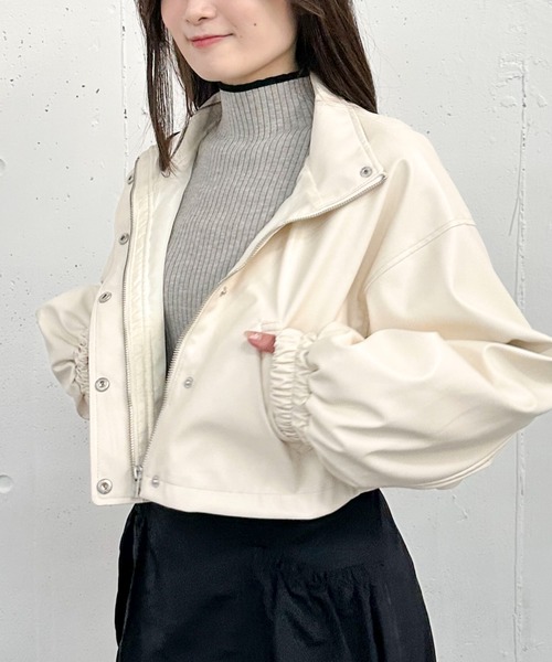 archives（アルシーヴ）の「フェイクレザードロストショートブルゾン／（ブルゾン・レディース・ブラック/ブルー/アイボリー・MEDIUM）」の12枚目の写真