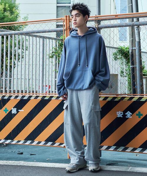 WEGO（ウィゴー）の「WEGO/ワイドカーゴスウェットパンツ（カーゴパンツ・メンズ・ブラック/杢グレー・MEDIUM/LARGE）」の14枚目の写真