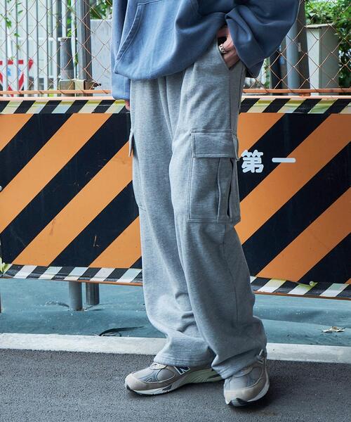 WEGO（ウィゴー）の「WEGO/ワイドカーゴスウェットパンツ（カーゴパンツ・メンズ・ブラック/杢グレー・MEDIUM/LARGE）」の8枚目の写真