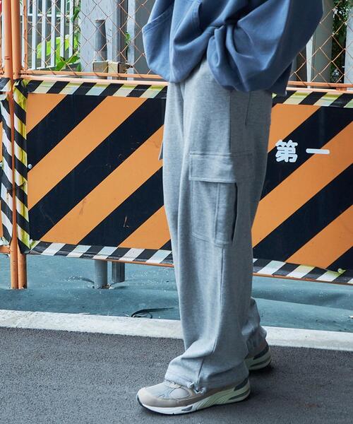 WEGO（ウィゴー）の「WEGO/ワイドカーゴスウェットパンツ（カーゴパンツ・メンズ・ブラック/杢グレー・MEDIUM/LARGE）」の9枚目の写真