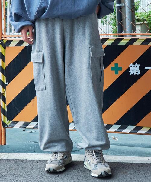 WEGO（ウィゴー）の「WEGO/ワイドカーゴスウェットパンツ（カーゴパンツ・メンズ・ブラック/杢グレー・MEDIUM/LARGE）」の10枚目の写真