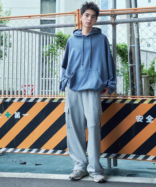 WEGO（ウィゴー）の「WEGO/ワイドカーゴスウェットパンツ（カーゴパンツ・メンズ・ブラック/杢グレー・MEDIUM/LARGE）」の11枚目の写真