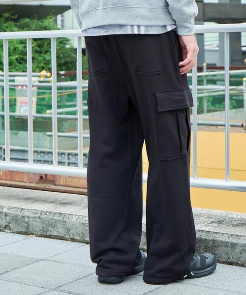 WEGO（ウィゴー）の「WEGO/ワイドカーゴスウェットパンツ（カーゴパンツ・メンズ・ブラック/杢グレー・MEDIUM/LARGE）」の3枚目の写真