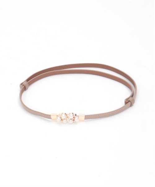 axes femme（アクシーズファム）の「ビジューバックル調整細ベルト（ベルト・レディース・ベージュ/ブラック・FREE）」の4枚目の写真