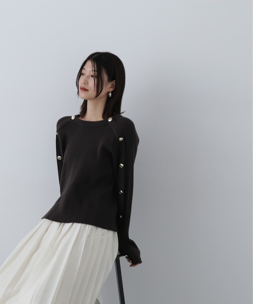 N.（N. Natural Beauty Basic）（エヌエヌナチュラルビューティーベーシック）の「◆ラグランボタンニット（ニット/セーター・レディース・レッド/オフホワイト/チャコールグレー・MEDIUM）」の15枚目の写真