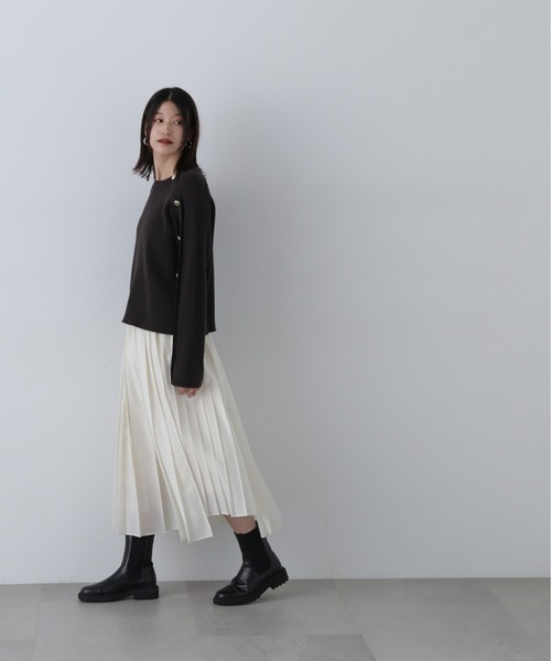 N.（N. Natural Beauty Basic）（エヌエヌナチュラルビューティーベーシック）の「◆ラグランボタンニット（ニット/セーター・レディース・レッド/オフホワイト/チャコールグレー・MEDIUM）」の18枚目の写真