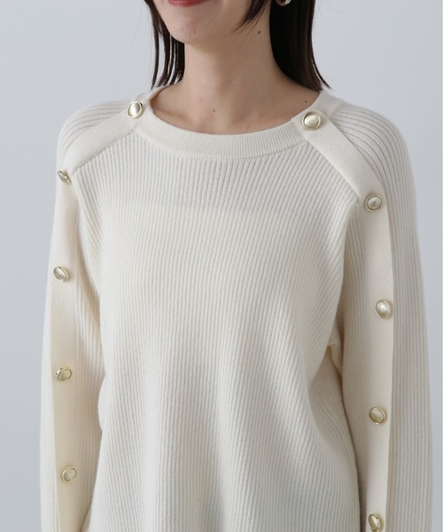 N.（N. Natural Beauty Basic）（エヌエヌナチュラルビューティーベーシック）の「◆ラグランボタンニット（ニット/セーター・レディース・レッド/オフホワイト/チャコールグレー・MEDIUM）」の11枚目の写真