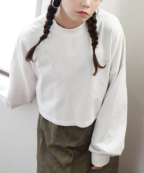 セール】ヴィンテージライク スウェット［クロップドプルオーバー