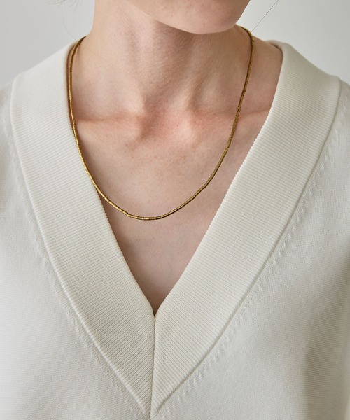 HASHIBAMI】天然石 ゴールド 52cm ネックレス ※円柱(長)（ネックレス