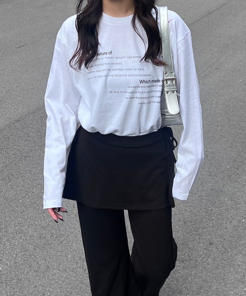 fiere(フィエール)の「英字デザインロンT/長袖Tシャツ(Tシャツ/カットソー・レディース・ホワイト・MEDIUM/LARGE/SMALL)」の1枚目の写真
